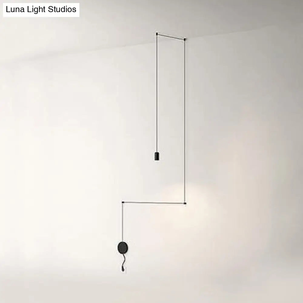 Contemporary Metal Ceiling Pendant Light, Line Hanging 1/3/9 Light Black Design for Living Room