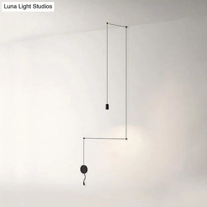 Contemporary Metal Ceiling Pendant Light, Line Hanging 1/3/9 Light Black Design for Living Room