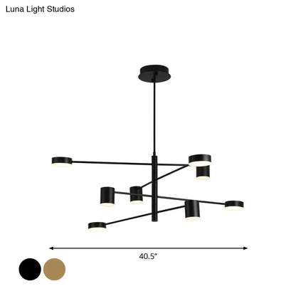 ثريا معدنية معاصرة - 3/4 طبقات، 6/8 مصابيح، قلادة سوداء/ذهبية لغرفة النوم