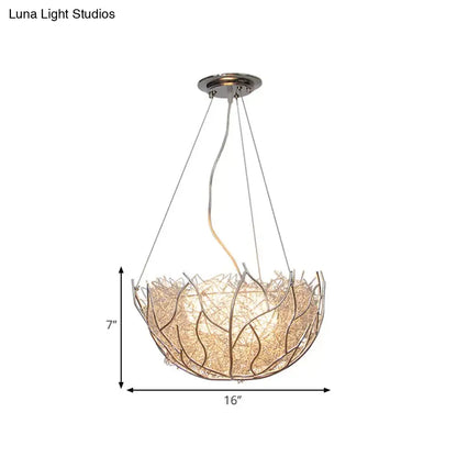 Lámpara de araña contemporánea de metal con pantalla de bola de cristal - 2 luces, acabado plateado - 40,6 cm/49,5 cm de ancho