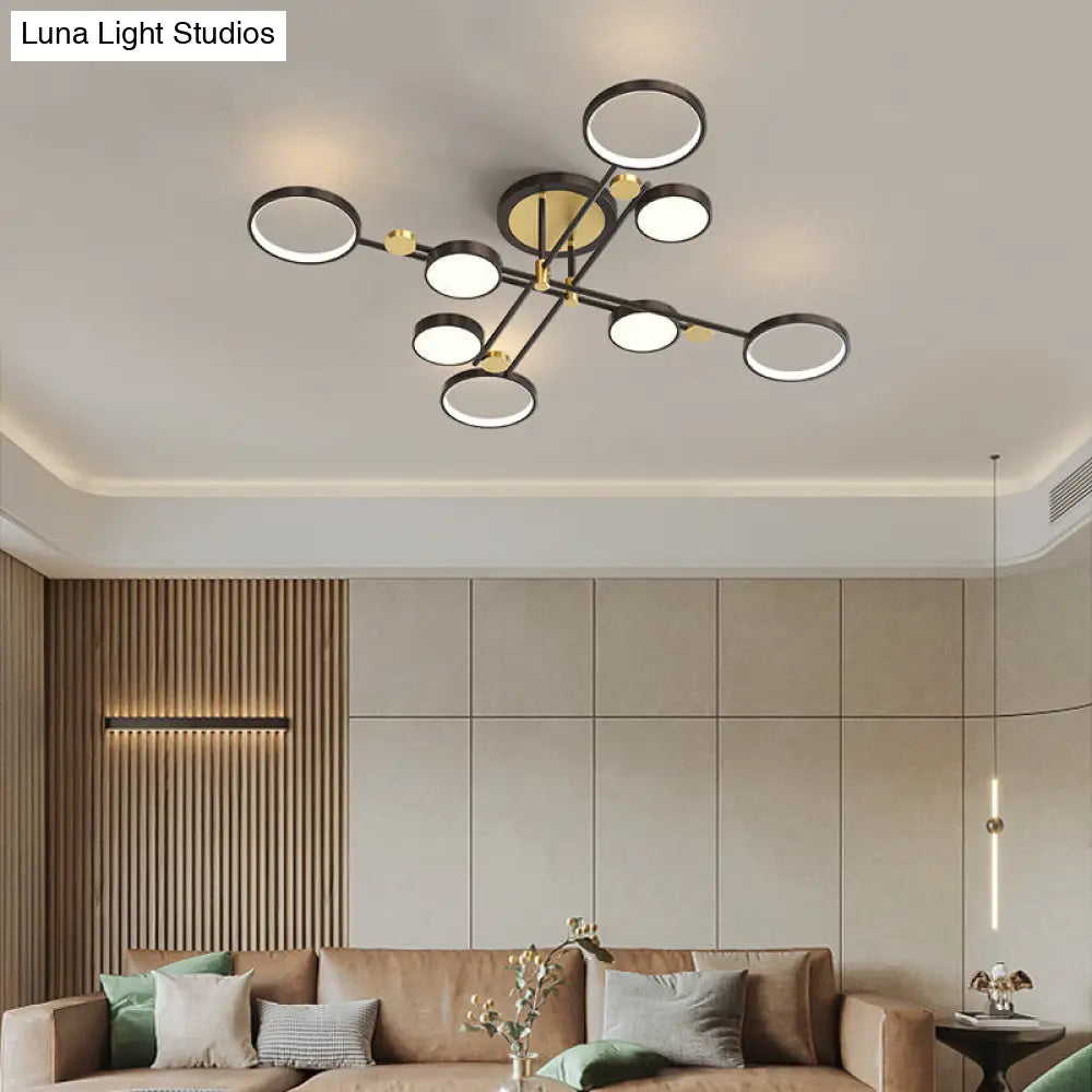 DecorBites™ DecorBites™ Contemporary Metal Circle Chandelier Light Fixtures for Living Room