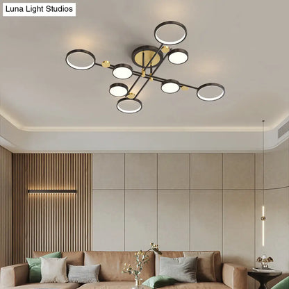 DecorBites™ DecorBites™ Contemporary Metal Circle Chandelier Light Fixtures for Living Room