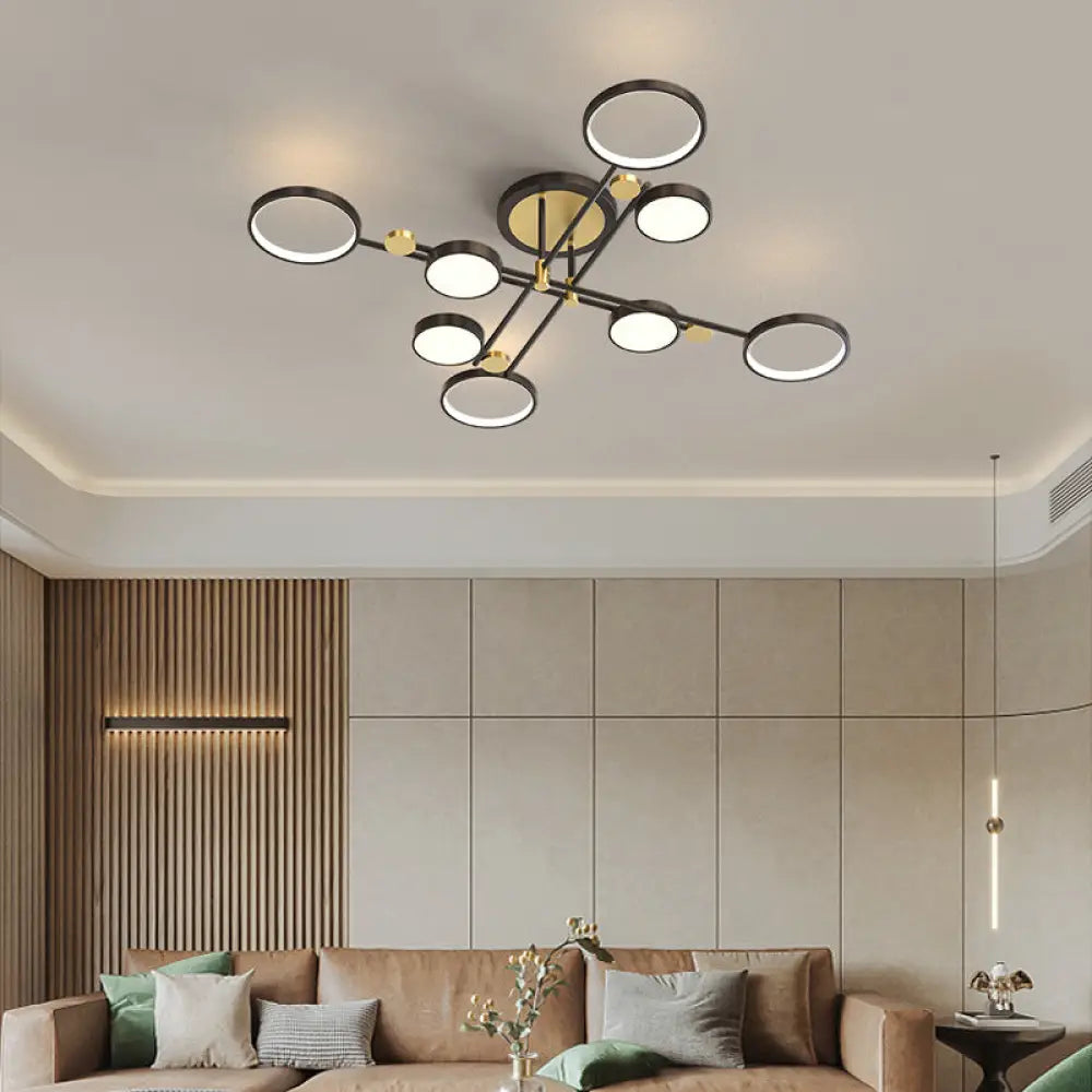 DecorBites™ DecorBites™ Contemporary Metal Circle Chandelier Light Fixtures for Living Room