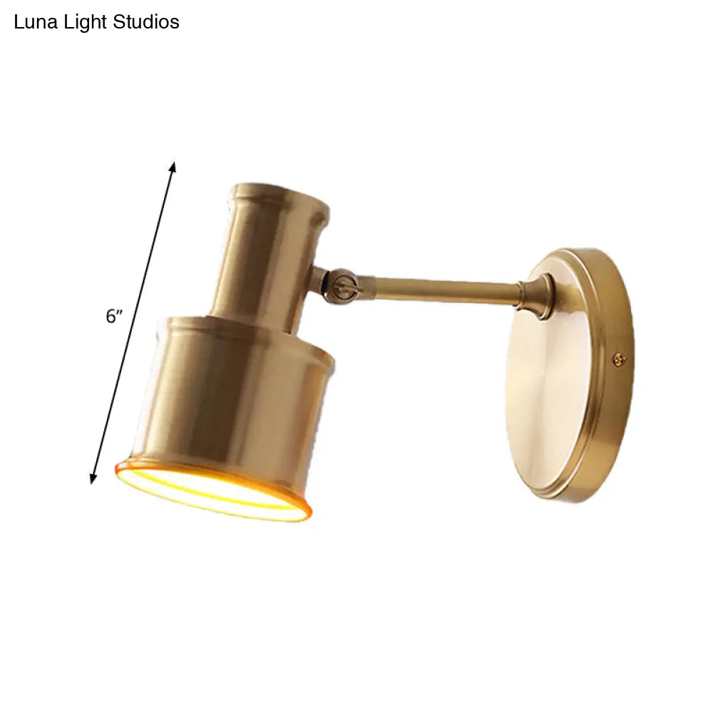 Aplique de pared cilíndrico contemporáneo de metal DecorBites™ - Dorado, 1 cabezal, para dormitorio