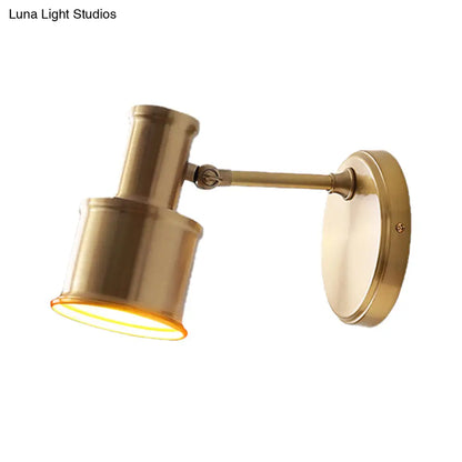 Aplique de pared cilíndrico contemporáneo de metal DecorBites™ - Dorado, 1 cabezal, para dormitorio