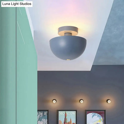 DecorBites™ DecorBites™ Contemporary Metal Dining Room Semi Flush Mount Ceiling Light - Pink/Yellow/Navy Bowl Design - Single Bulb Illumination