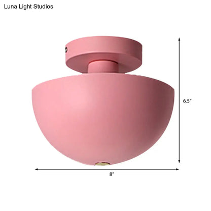 DecorBites™ DecorBites™ Contemporary Metal Dining Room Semi Flush Mount Ceiling Light - Pink/Yellow/Navy Bowl Design - Single Bulb Illumination