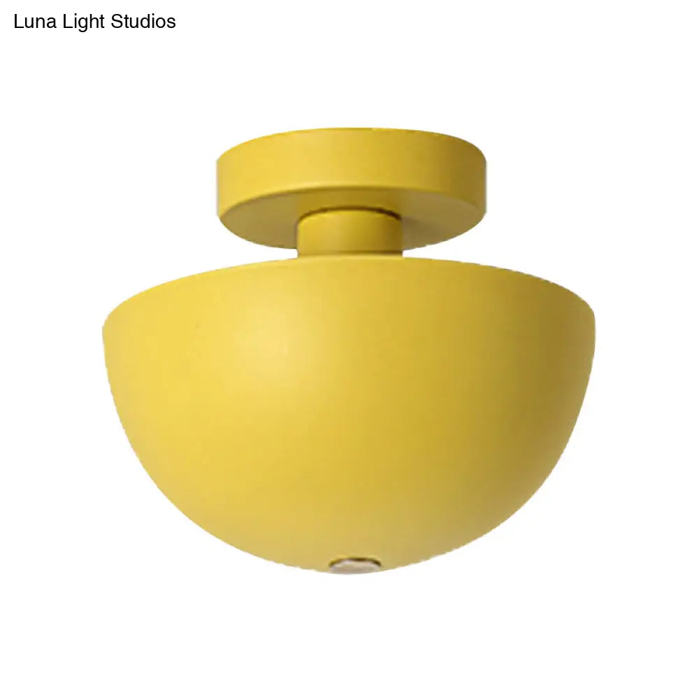 DecorBites™ DecorBites™ Contemporary Metal Dining Room Semi Flush Mount Ceiling Light - Pink/Yellow/Navy Bowl Design - Single Bulb Illumination