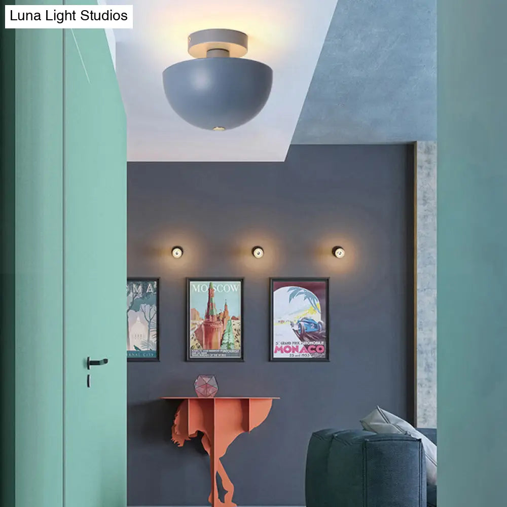 DecorBites™ DecorBites™ Contemporary Metal Dining Room Semi Flush Mount Ceiling Light - Pink/Yellow/Navy Bowl Design - Single Bulb Illumination