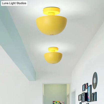 DecorBites™ DecorBites™ Contemporary Metal Dining Room Semi Flush Mount Ceiling Light - Pink/Yellow/Navy Bowl Design - Single Bulb Illumination