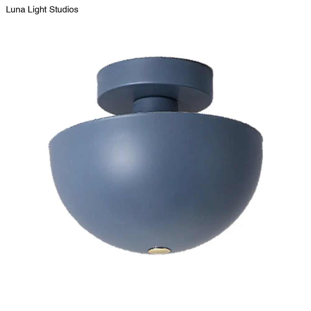 DecorBites™ DecorBites™ Contemporary Metal Dining Room Semi Flush Mount Ceiling Light - Pink/Yellow/Navy Bowl Design - Single Bulb Illumination