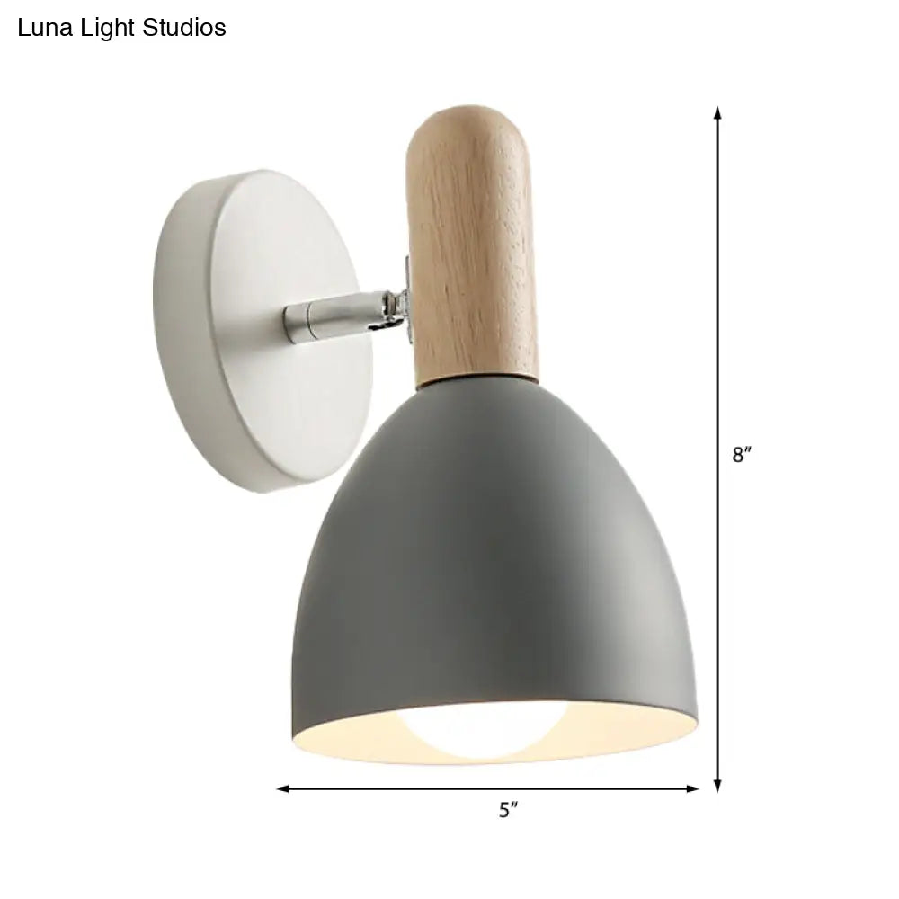 DecorBites™ DecorBites™ Contemporary Metal Dome Wall Sconce - 1 Head Black/Gray/White Wall Light for Bedroom - 5" W