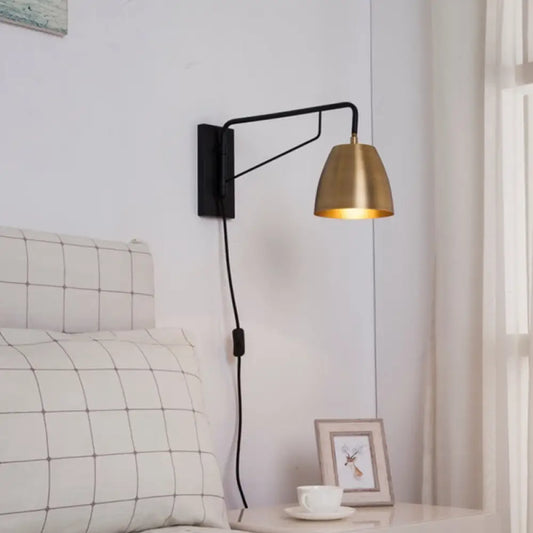 DecorBites™ DecorBites™ Contemporary Metal Dome Wall Sconce Light for Bedroom: Brass Finish, 1 Bulb