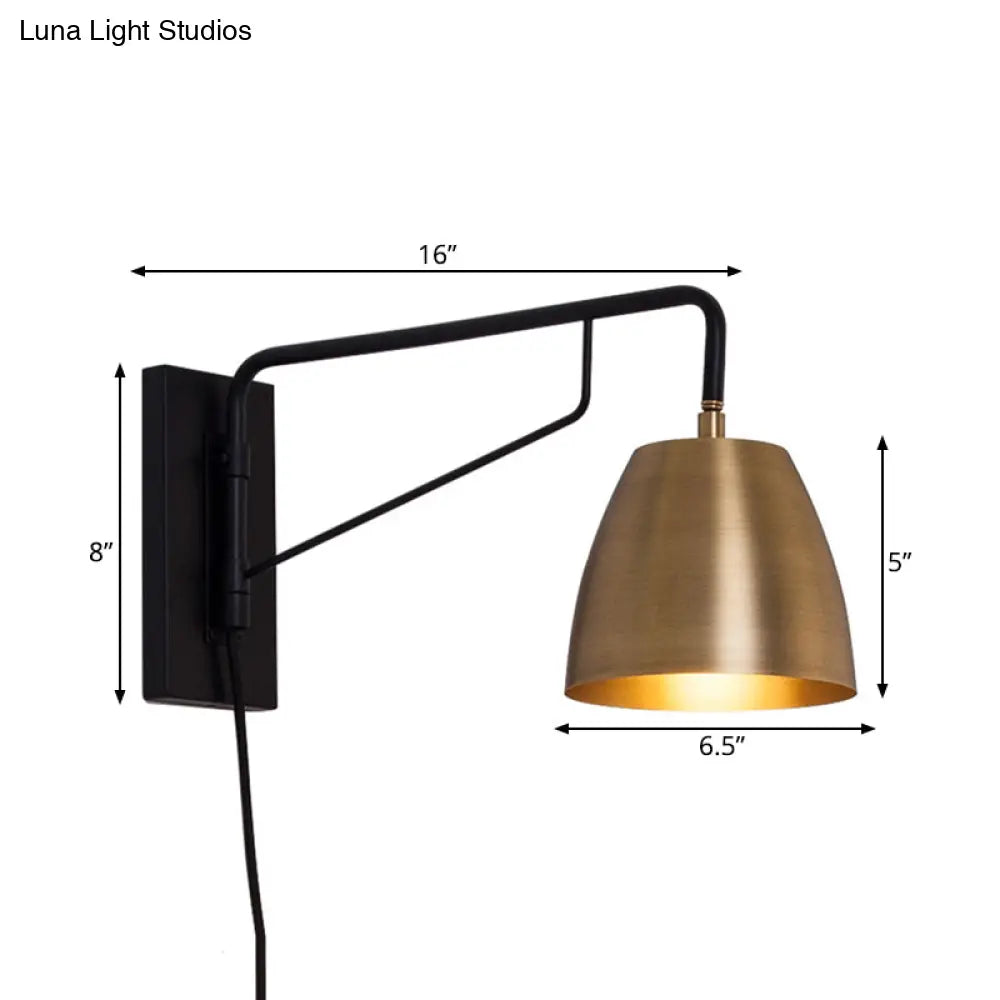 DecorBites™ DecorBites™ Contemporary Metal Dome Wall Sconce Light for Bedroom: Brass Finish, 1 Bulb