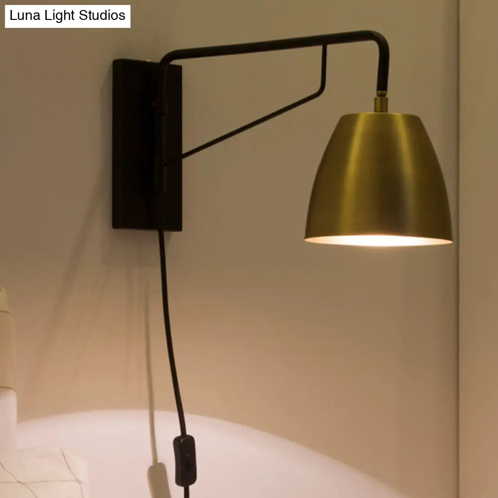 DecorBites™ DecorBites™ Contemporary Metal Dome Wall Sconce Light for Bedroom: Brass Finish, 1 Bulb