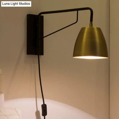 DecorBites™ DecorBites™ Contemporary Metal Dome Wall Sconce Light for Bedroom: Brass Finish, 1 Bulb