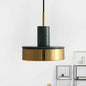 Contemporary Metal Drum Pendant Lamp with LED Light for Dining Room - Black/White/Dark Green