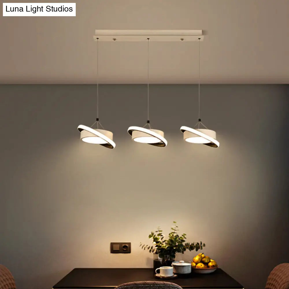 Contemporary Metal Drum Pendant Light with 3 Bulbs - Rotatable Ring, Warm/White Suspension Lamp