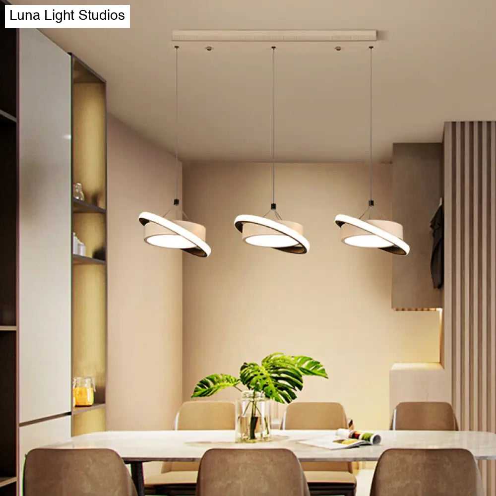 Contemporary Metal Drum Pendant Light with 3 Bulbs - Rotatable Ring, Warm/White Suspension Lamp