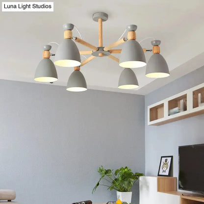DecorBites™ DecorBites™ Contemporary Metal Flared Semi-Flush Mount Ceiling Light with Wood Arm - Ideal for Living Room