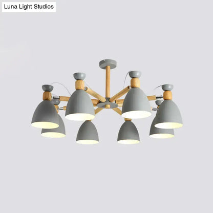 DecorBites™ DecorBites™ Contemporary Metal Flared Semi-Flush Mount Ceiling Light with Wood Arm - Ideal for Living Room