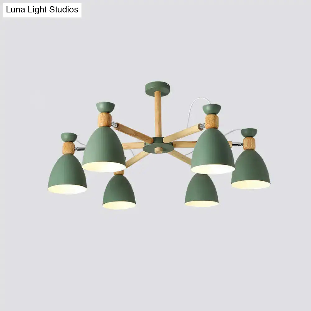 DecorBites™ DecorBites™ Contemporary Metal Flared Semi-Flush Mount Ceiling Light with Wood Arm - Ideal for Living Room