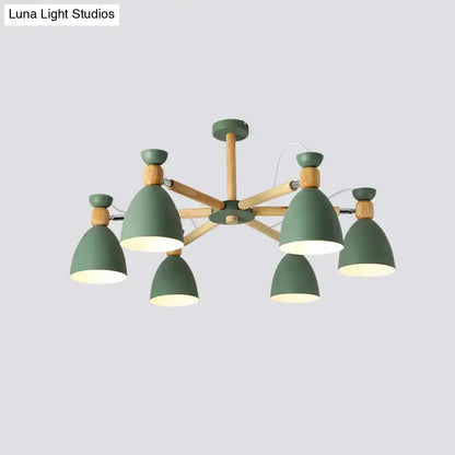 DecorBites™ DecorBites™ Contemporary Metal Flared Semi-Flush Mount Ceiling Light with Wood Arm - Ideal for Living Room