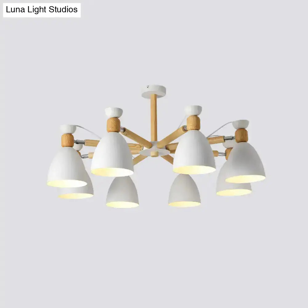 DecorBites™ DecorBites™ Contemporary Metal Flared Semi-Flush Mount Ceiling Light with Wood Arm - Ideal for Living Room