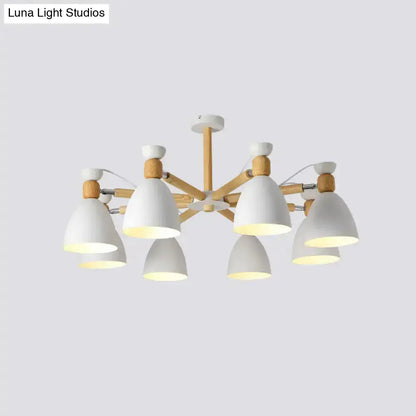 DecorBites™ DecorBites™ Contemporary Metal Flared Semi-Flush Mount Ceiling Light with Wood Arm - Ideal for Living Room
