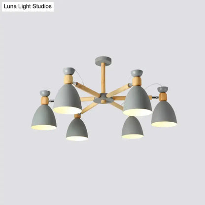 DecorBites™ DecorBites™ Contemporary Metal Flared Semi-Flush Mount Ceiling Light with Wood Arm - Ideal for Living Room