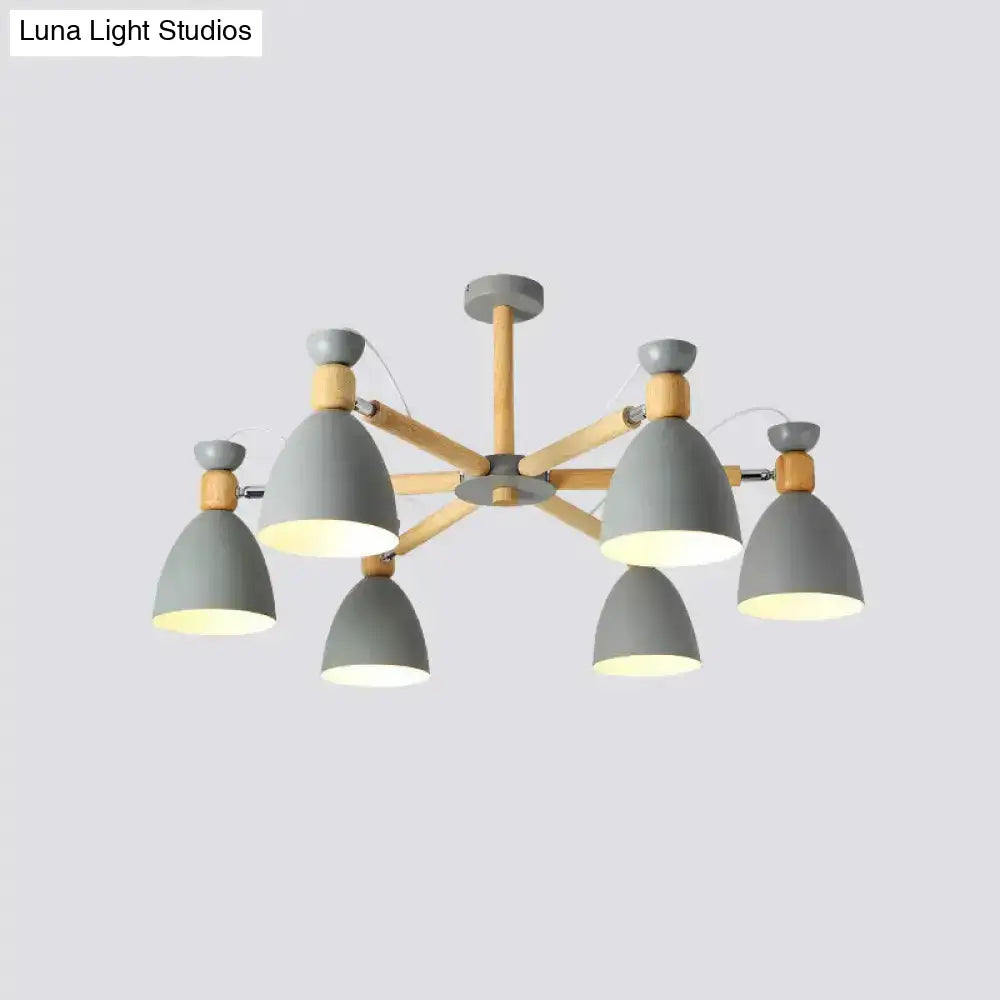 DecorBites™ DecorBites™ Contemporary Metal Flared Semi-Flush Mount Ceiling Light with Wood Arm - Ideal for Living Room