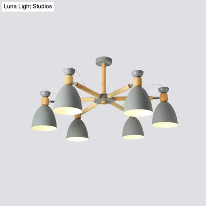 DecorBites™ DecorBites™ Contemporary Metal Flared Semi-Flush Mount Ceiling Light with Wood Arm - Ideal for Living Room