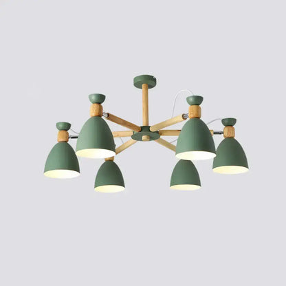 DecorBites™ DecorBites™ Contemporary Metal Flared Semi-Flush Mount Ceiling Light with Wood Arm - Ideal for Living Room