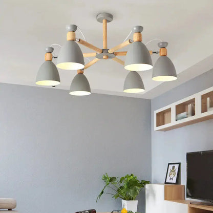DecorBites™ DecorBites™ Contemporary Metal Flared Semi-Flush Mount Ceiling Light with Wood Arm - Ideal for Living Room