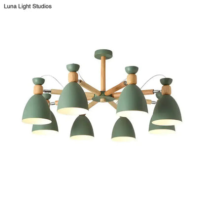 DecorBites™ DecorBites™ Contemporary Metal Flared Semi-Flush Mount Ceiling Light with Wood Arm - Ideal for Living Room