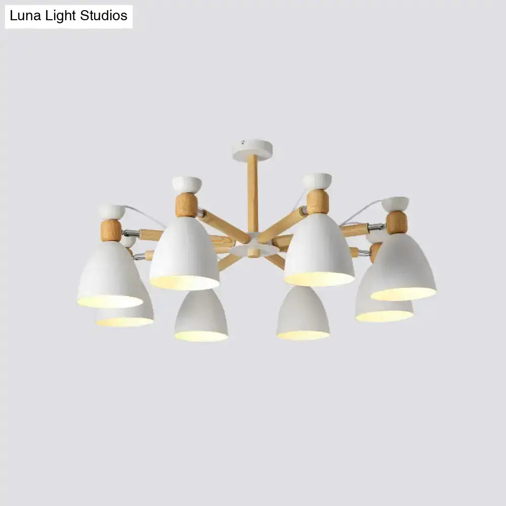 DecorBites™ DecorBites™ Contemporary Metal Flared Semi-Flush Mount Ceiling Light with Wood Arm - Ideal for Living Room