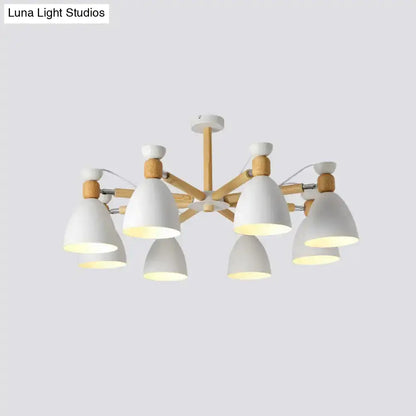 DecorBites™ DecorBites™ Contemporary Metal Flared Semi-Flush Mount Ceiling Light with Wood Arm - Ideal for Living Room
