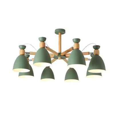 DecorBites™ DecorBites™ Contemporary Metal Flared Semi-Flush Mount Ceiling Light with Wood Arm - Ideal for Living Room