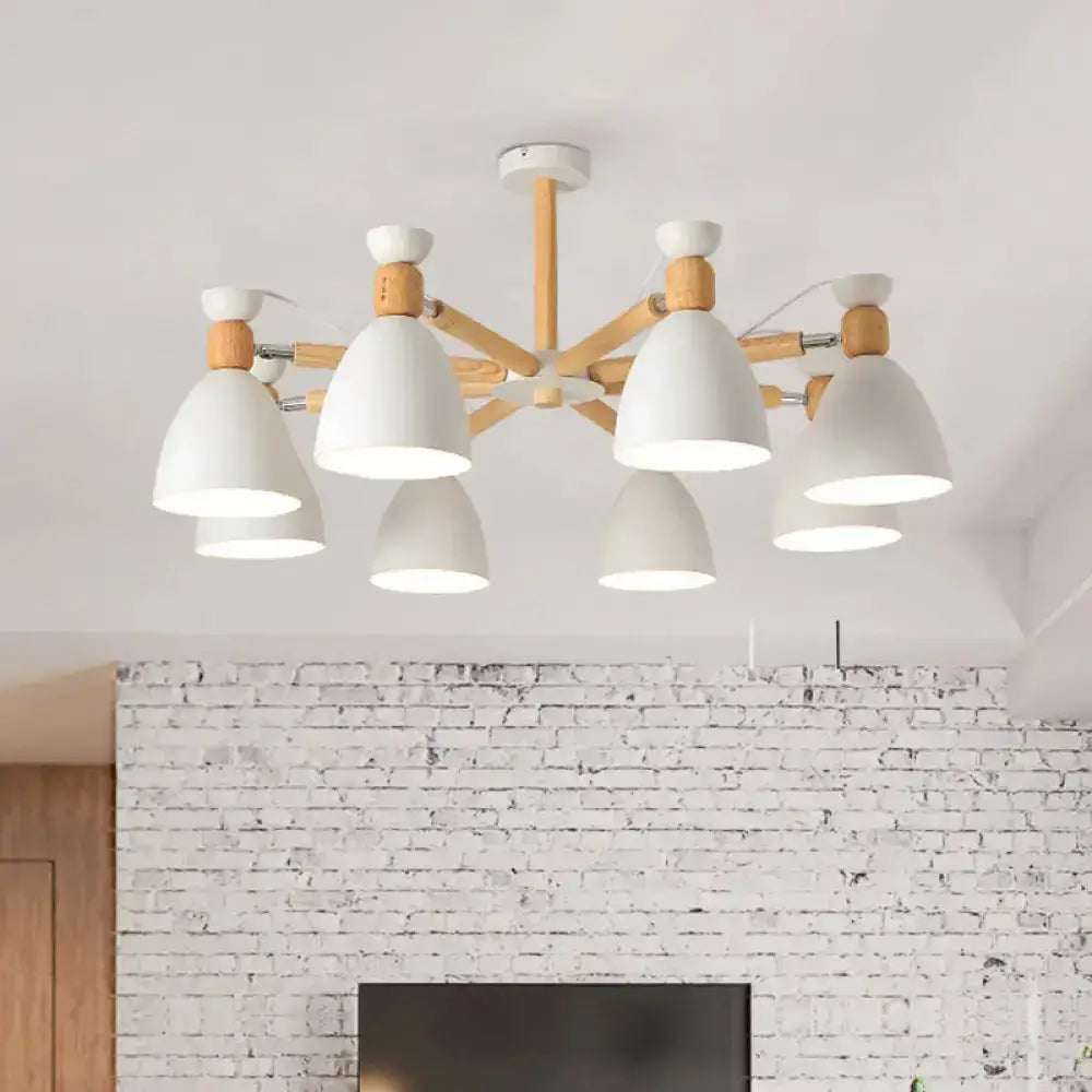 DecorBites™ DecorBites™ Contemporary Metal Flared Semi-Flush Mount Ceiling Light with Wood Arm - Ideal for Living Room