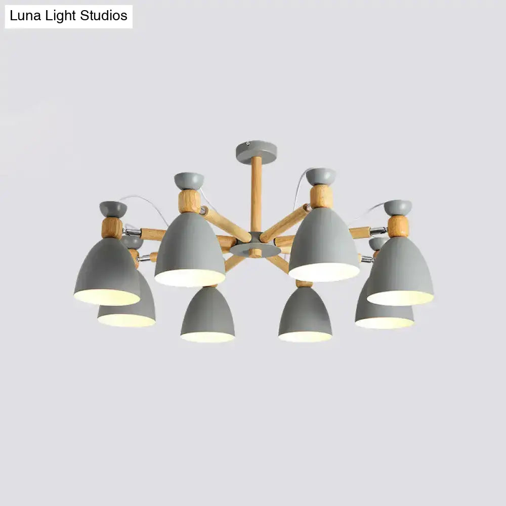 DecorBites™ DecorBites™ Contemporary Metal Flared Semi-Flush Mount Ceiling Light with Wood Arm - Ideal for Living Room