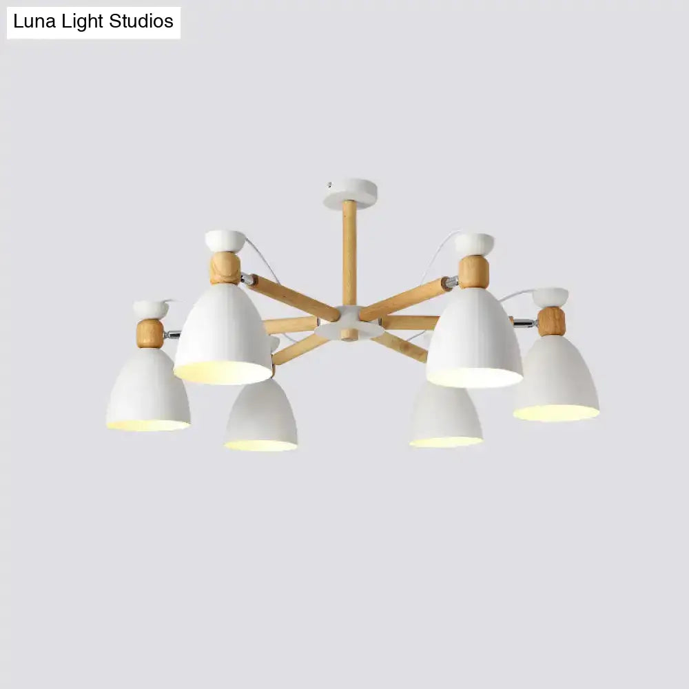 DecorBites™ DecorBites™ Contemporary Metal Flared Semi-Flush Mount Ceiling Light with Wood Arm - Ideal for Living Room