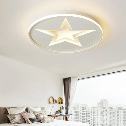 DecorBites™ DecorBites™ Contemporary Metal Flush Mount Star Ceiling Lamp, White Finish for Living Room Illumination