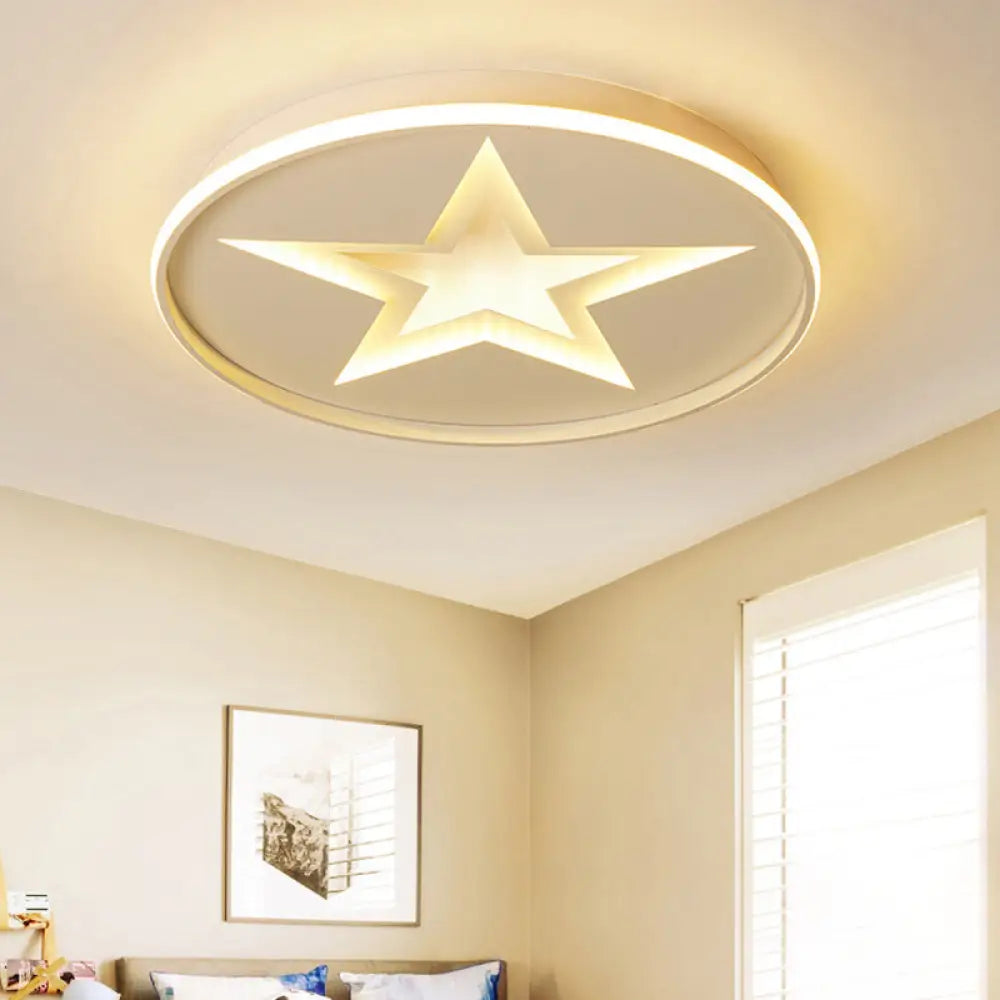DecorBites™ DecorBites™ Contemporary Metal Flush Mount Star Ceiling Lamp, White Finish for Living Room Illumination