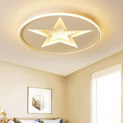 DecorBites™ DecorBites™ Contemporary Metal Flush Mount Star Ceiling Lamp, White Finish for Living Room Illumination