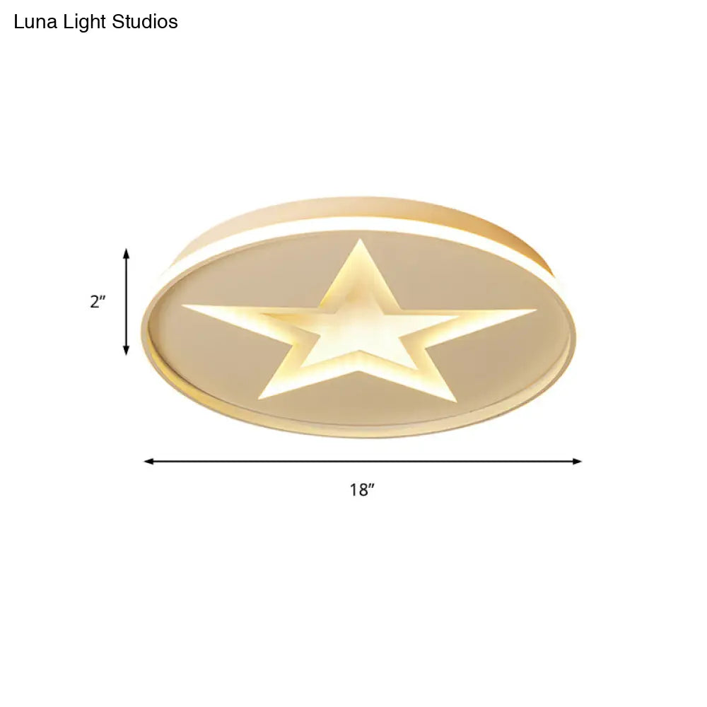 DecorBites™ DecorBites™ Contemporary Metal Flush Mount Star Ceiling Lamp, White Finish for Living Room Illumination