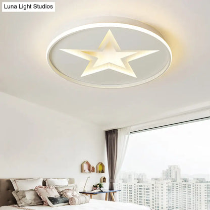 DecorBites™ DecorBites™ Contemporary Metal Flush Mount Star Ceiling Lamp, White Finish for Living Room Illumination