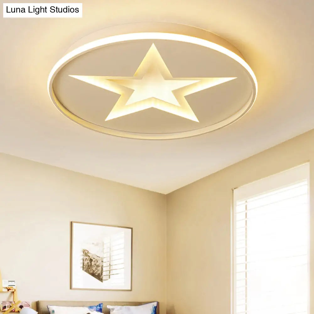 DecorBites™ DecorBites™ Contemporary Metal Flush Mount Star Ceiling Lamp, White Finish for Living Room Illumination