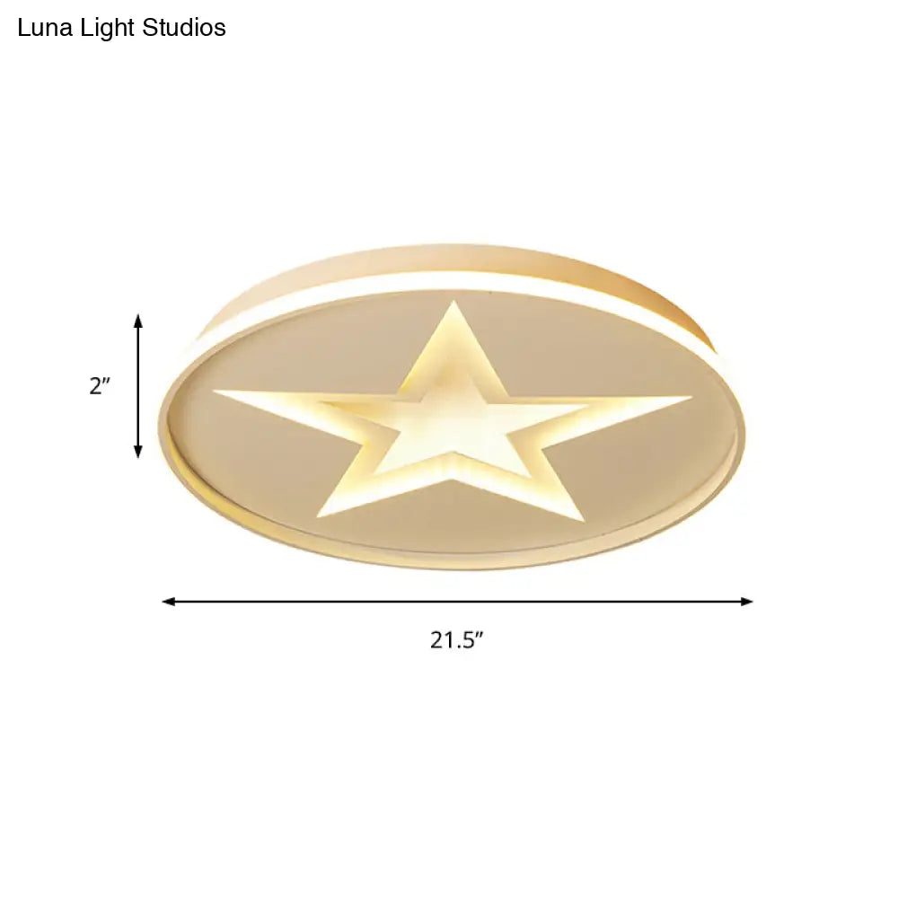 DecorBites™ DecorBites™ Contemporary Metal Flush Mount Star Ceiling Lamp, White Finish for Living Room Illumination
