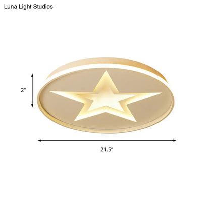 DecorBites™ DecorBites™ Contemporary Metal Flush Mount Star Ceiling Lamp, White Finish for Living Room Illumination