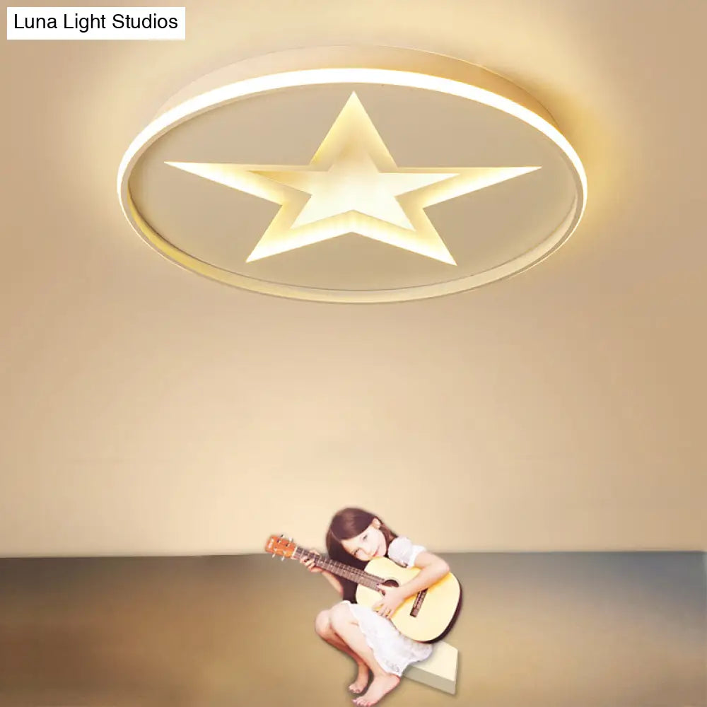 DecorBites™ DecorBites™ Contemporary Metal Flush Mount Star Ceiling Lamp, White Finish for Living Room Illumination
